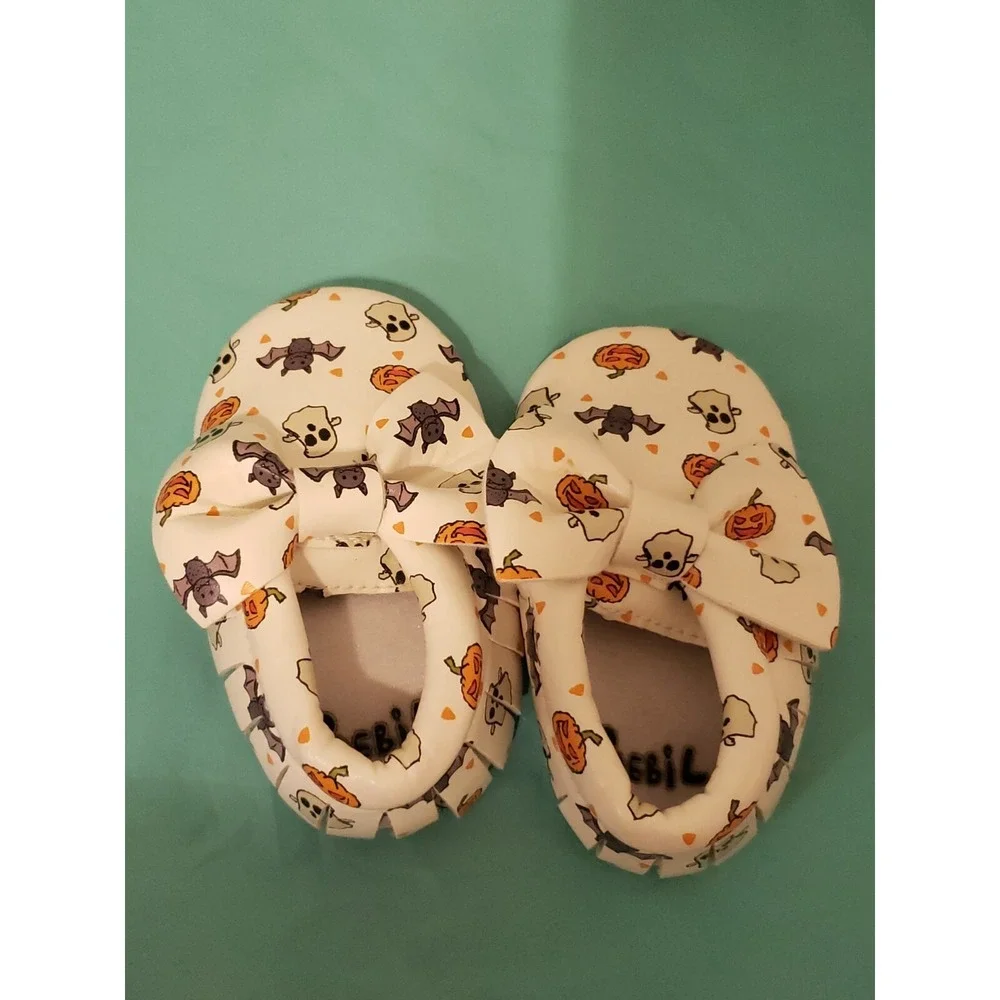 Bebila Cartoon‎ Baby Moccasins Shoes 6-12 Months Toddler Pumpkin Bow Bat Ghost